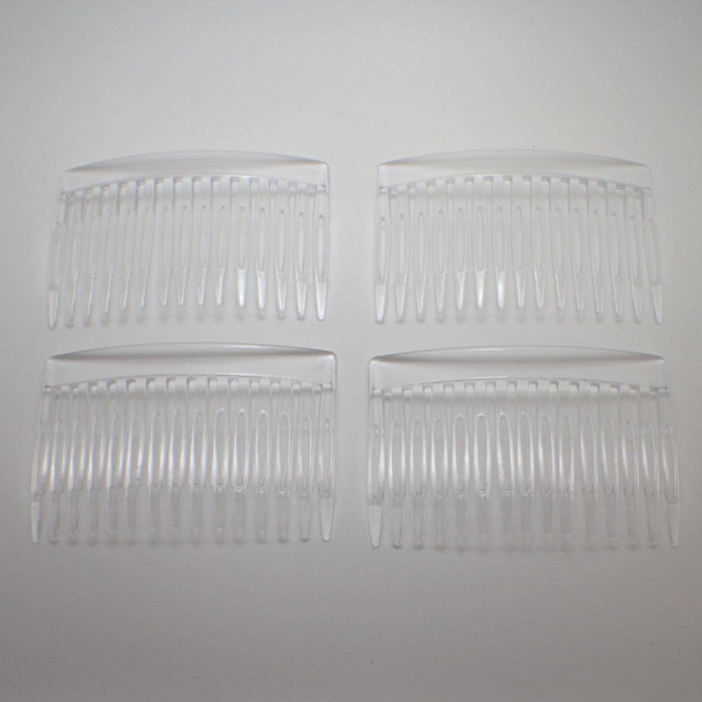 Topkids Accessories Set Of 4 Hair Comb Slides For Women, Ladies, Girls French Side Combs Strong Hold Hair Clips Clip Hair Slide for Thick and Fine Hair (7cm / 2.7", Clear)