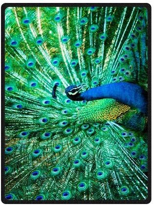 Custom Peacock Feathers Pattern Bed/Sofa Soft Throw Blanket 58"x80"
