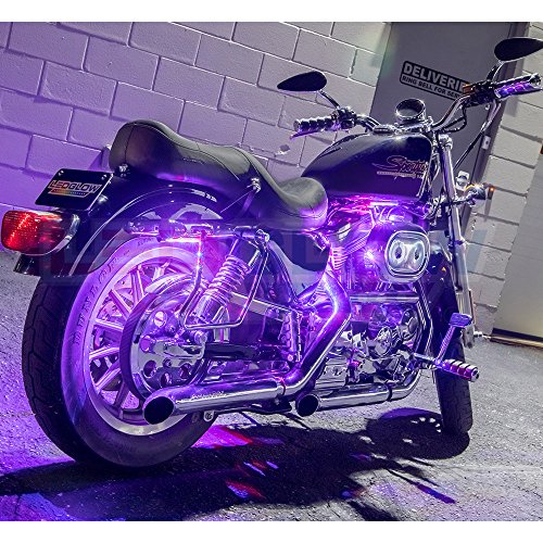 LEDGlow 6pc Million Color Motorcycle LED Light Kit - Universal Fitment - Water Resistant - Wireless Remote