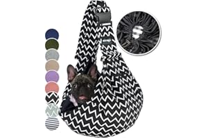 NATUYA Pet Dog Sling Carrier - Dog Sling with Net Bag for Carrier Dogs Cats-Hands Free Pet Bag-Buckle net Pocket pet Bag (Black Wave)