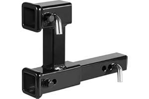 VEVOR Dual Hitch Extension, for 2" Trailer Hitch Receiver, Hitch Adapter Extender to 10" Max Adjustable Length, 7-1/2" Rise/D