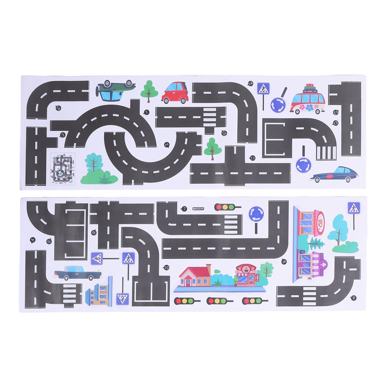 Beatifufu Traffic Light Wall Stickers 2 Sheets Kids Room Decor Removable Cartoon Car Track Decals Nursery Playroom DIY Decoration 35.43X11.81 Inches