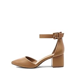 DREAM PAIRS ANNEE Pointed Toe Low Chunky Heels Pump