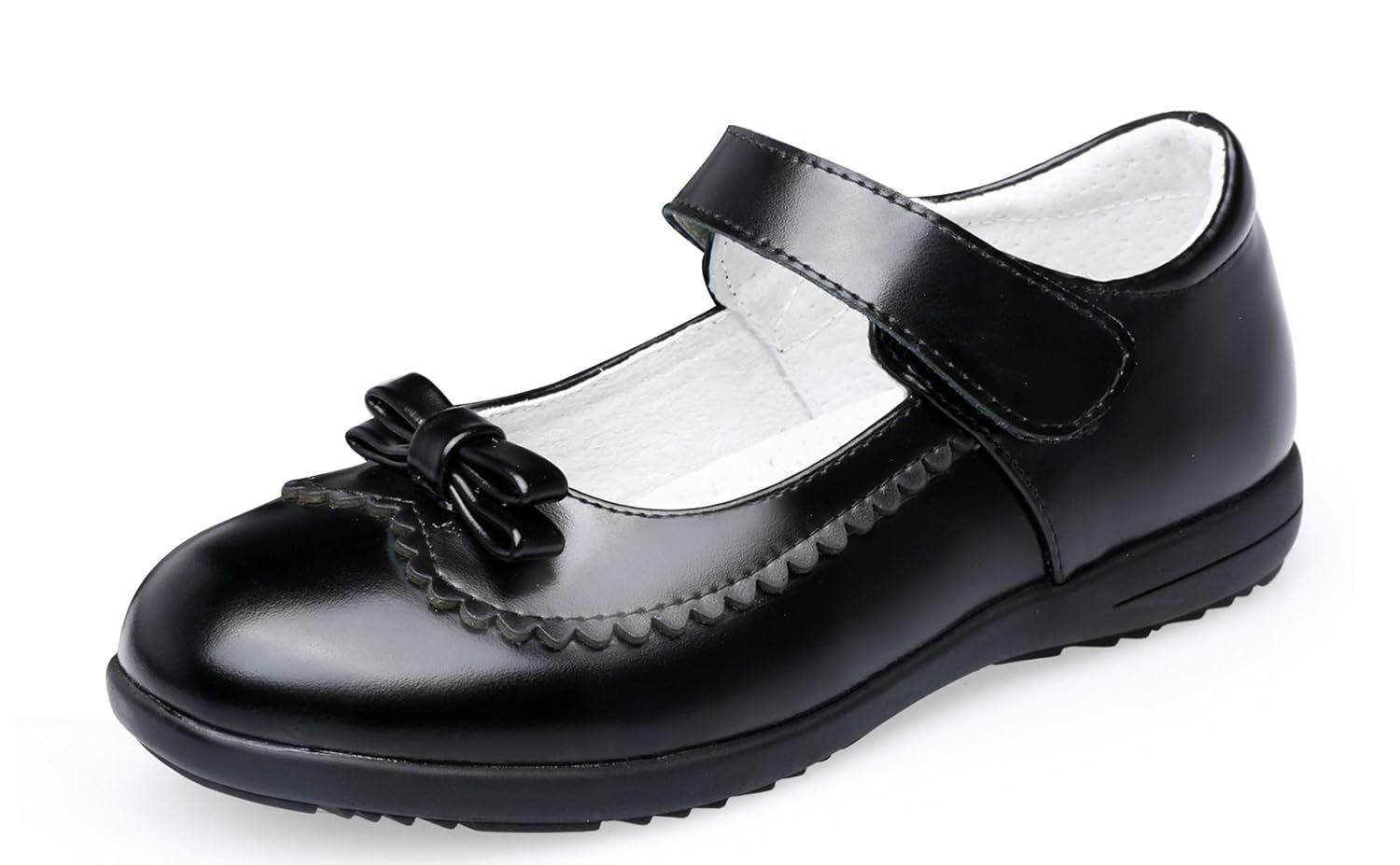QHamThim Girl's Mary Jane Black School Uniform Outdoor Oxford Loafer Dress Shoe(Toddler/Little