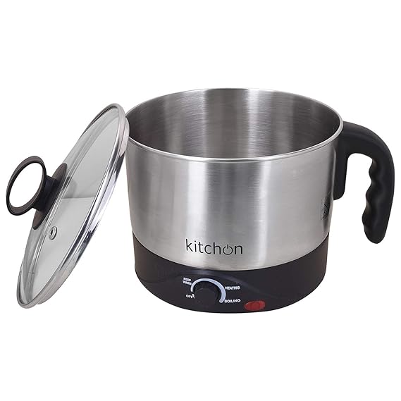 Kitchon Automatic Electric Multi-Purpose Kettle Cooker Boiler (Silver and Black) (1.5 Litre)
