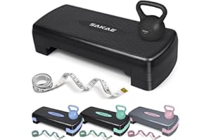 SAKAE Step Aerobics Platform Set with Kettlebell & Measuring Tape, Aerobic Steppers for Exercise at Home, Adjustable Height 2