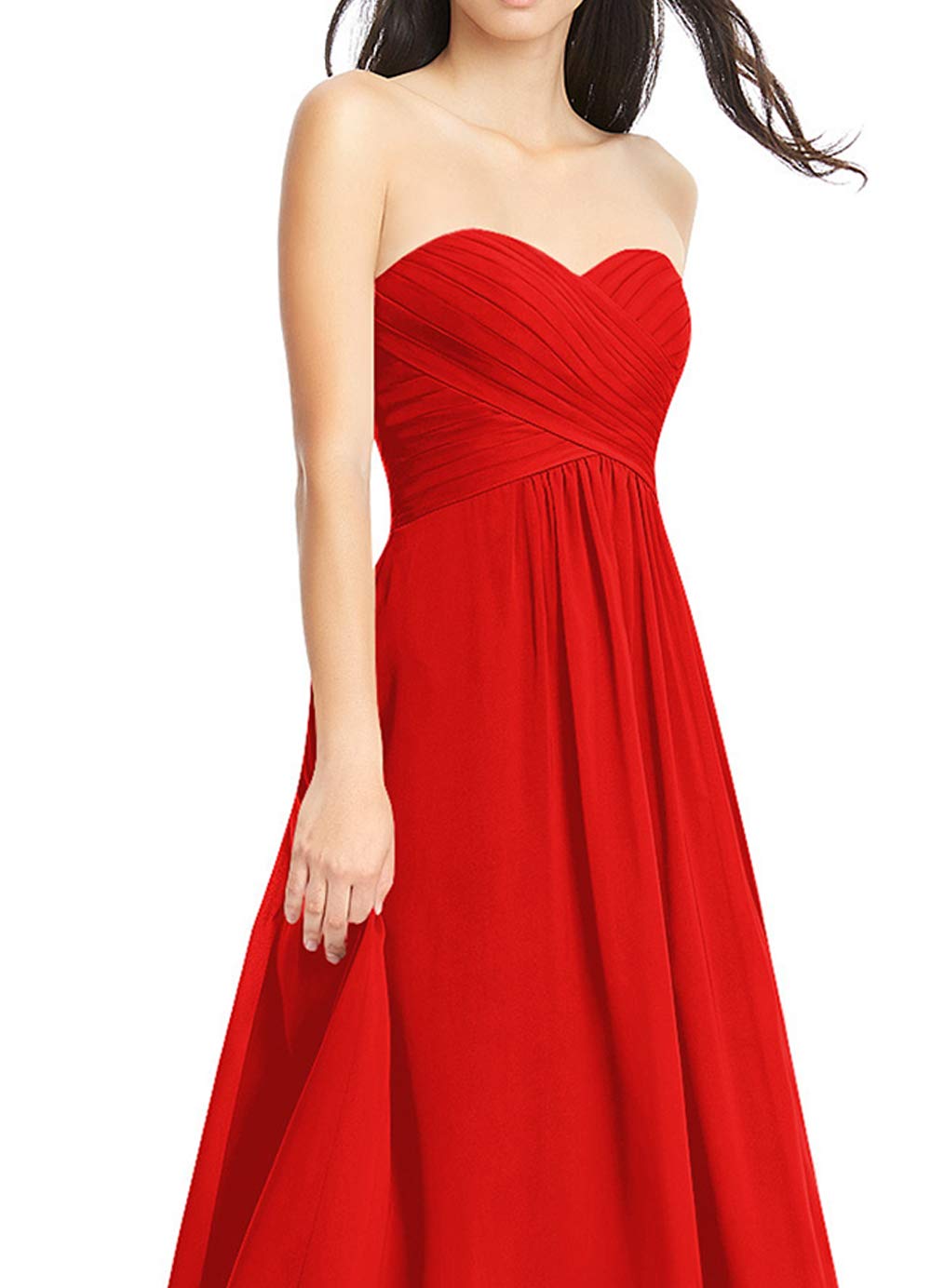 Elegant Dusty Blue Chiffon Long Bridesmaid Dresses Sweetheart Wedding