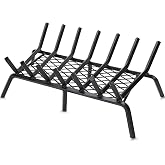 Good GAIN Fireplace Grate 24in Heavy Duty w/Ember Retainer,Fire Log Holder | 1/2&rdquo; Bar Fire Log Grate for Inside Fireplace, Fireplace Assectories, Chimney Hearth Wood Stove Burning Rack Holder