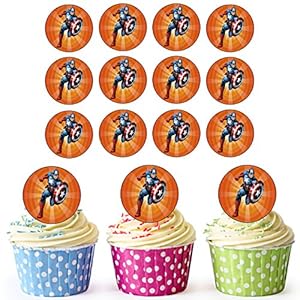 Captain America Superhero Cupcake Toppers/Cake Decoraties (Pak van 24) – Easy Precut Circles