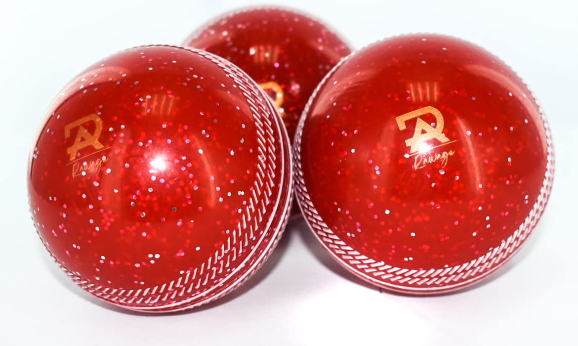 Rawage 3 X Soft & Safe Glitter Cricket Balls For outdoor & indoors Rubber Cricket Ball With elegant Seam for Best Performing, Coaching & Practice (RED)