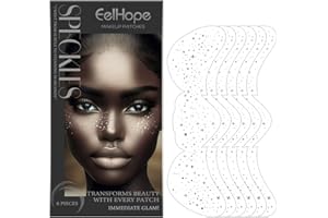 PLAYQUEEN Makeup Patches, Face Makeup Patches, Glitter Freckles face Tattoo-6 Count, Silver Fake Freckles,Waterproof Faux Freckles,Temporary Face Freckles for Women - -Must-Have for Music Party Makeup