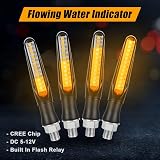 URAQT 4pcs LED Motorcycle Turn Signals 12V Universal Waterproof Amber Flowing view 3
