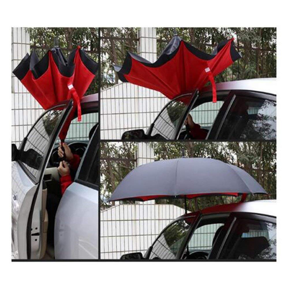 Inverted Umbrella,Double Layer Reverse Umbrella for Car and Outdoor Use by Monstleo, Windproof UV Protection Big Straight Umbrella With C-Shaped Handle and Carrying Bag