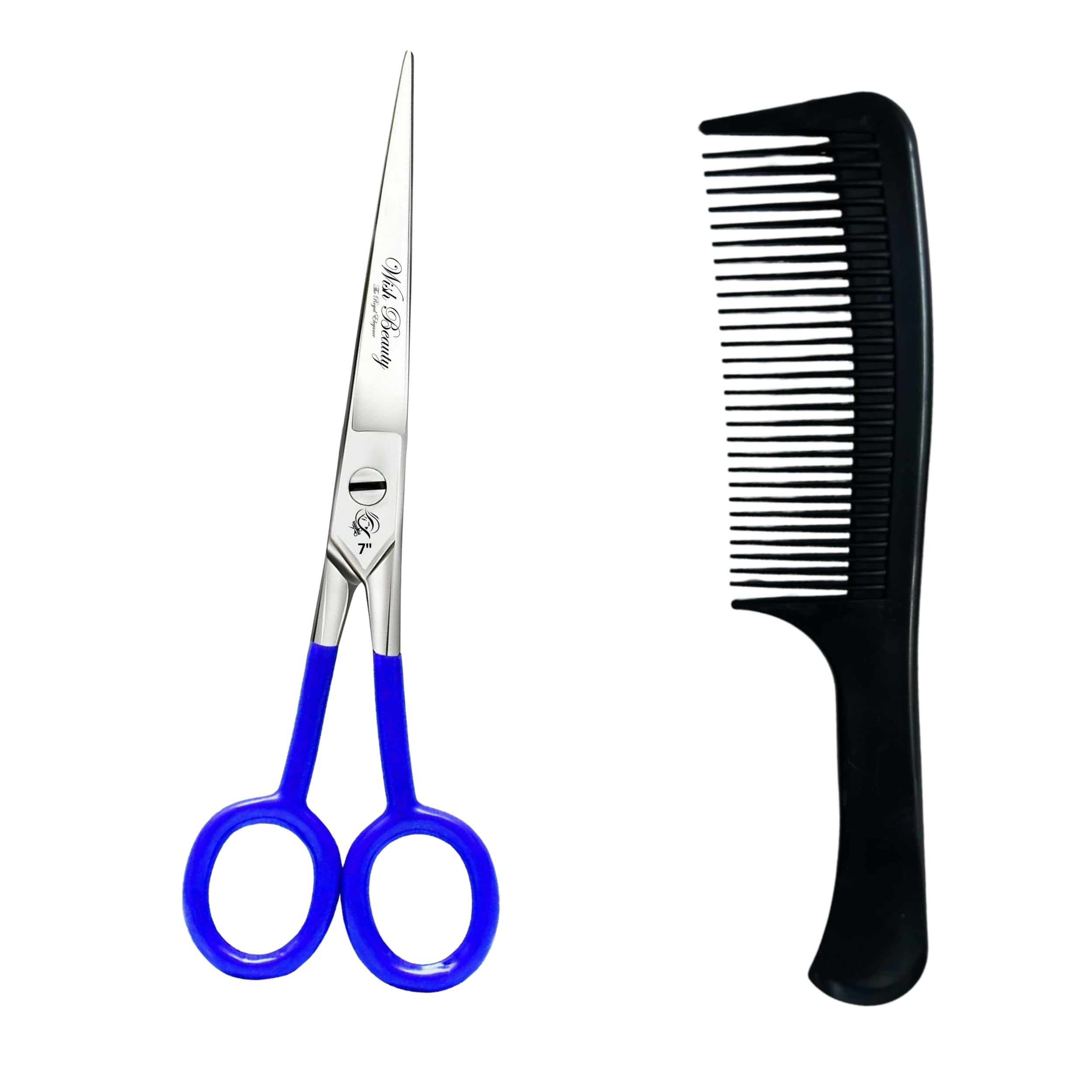 Glamified Glam Professional 7" Hairdressing Scissors Hair Cutting Scissors Shears for Barber- with Antibacterial Comfort Rubber Grip 100% Stainless Steel (Blue)