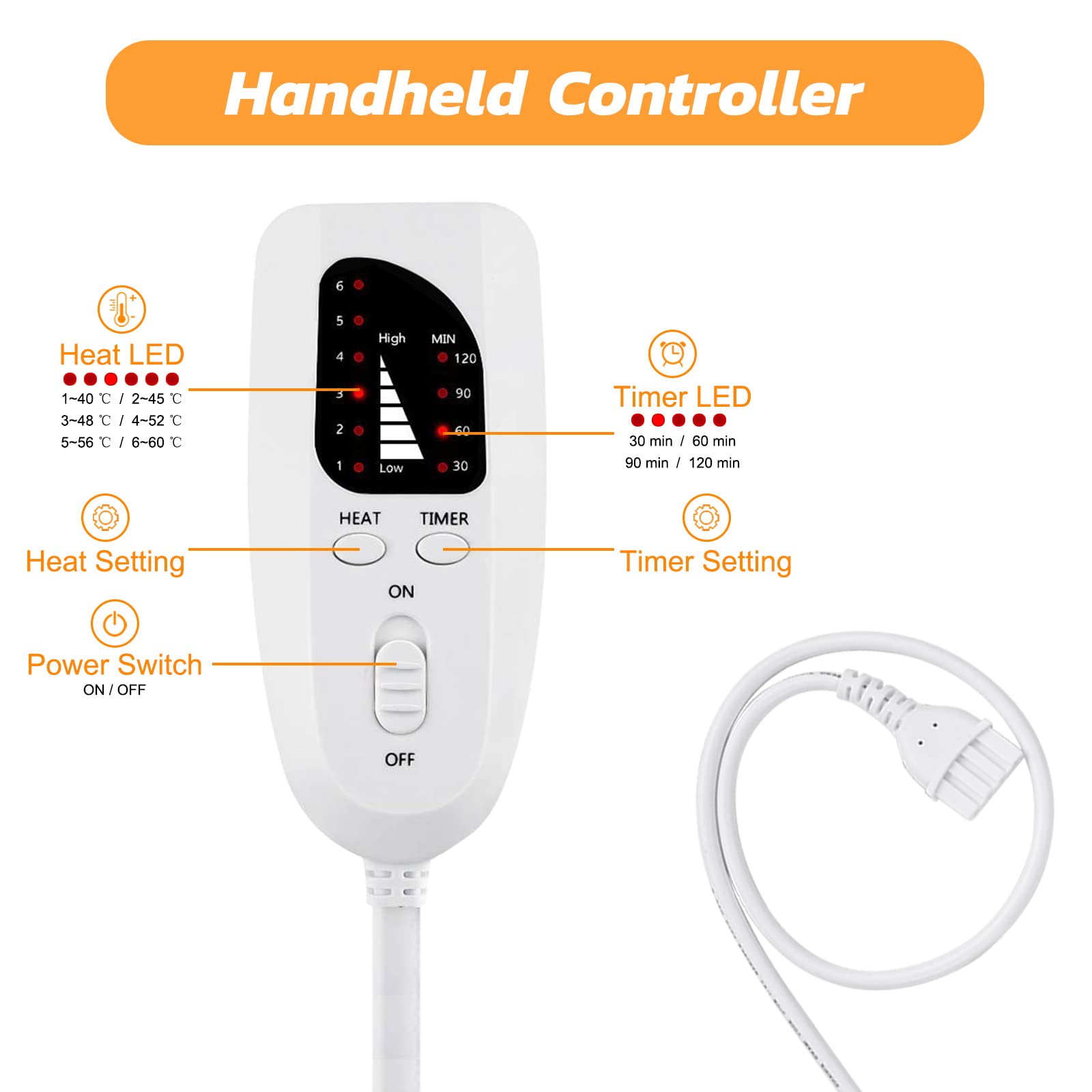 Heating pad, Electric Heat Pad with Automatic Switch-Off and 6 Temperature Levels Heating pad for Back Neck Shoulder Belly Heating Technology - Machine Washable. (12