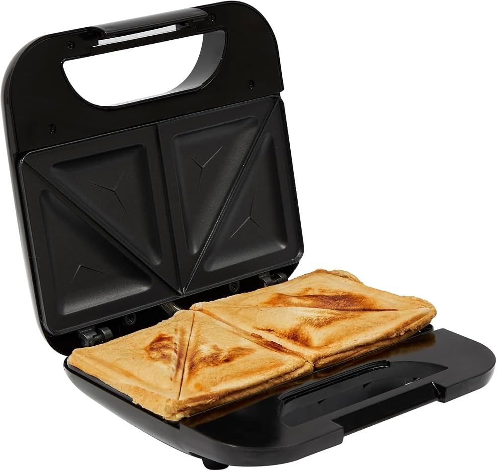 PIFCO 750W Non-Stick Sandwich Maker White Compact Toaster with Cool-Touch Handle
