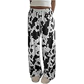 RoseSeek Women's High Waisted Wide Leg Pants Casual Cow Graphic Baggy Pajama Pants Trousers