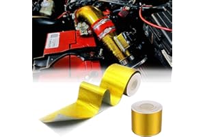DEGEOBERLIN 2 Rolls High-Temperature Heat Shield Tape Reflective Adhesive Backed Roll Thermal Barrier Foil Tape Self-Adhesive Heat Resistant Tape Cool Tapes for Hose and Auto (Gold, 2'' x 32.8'')