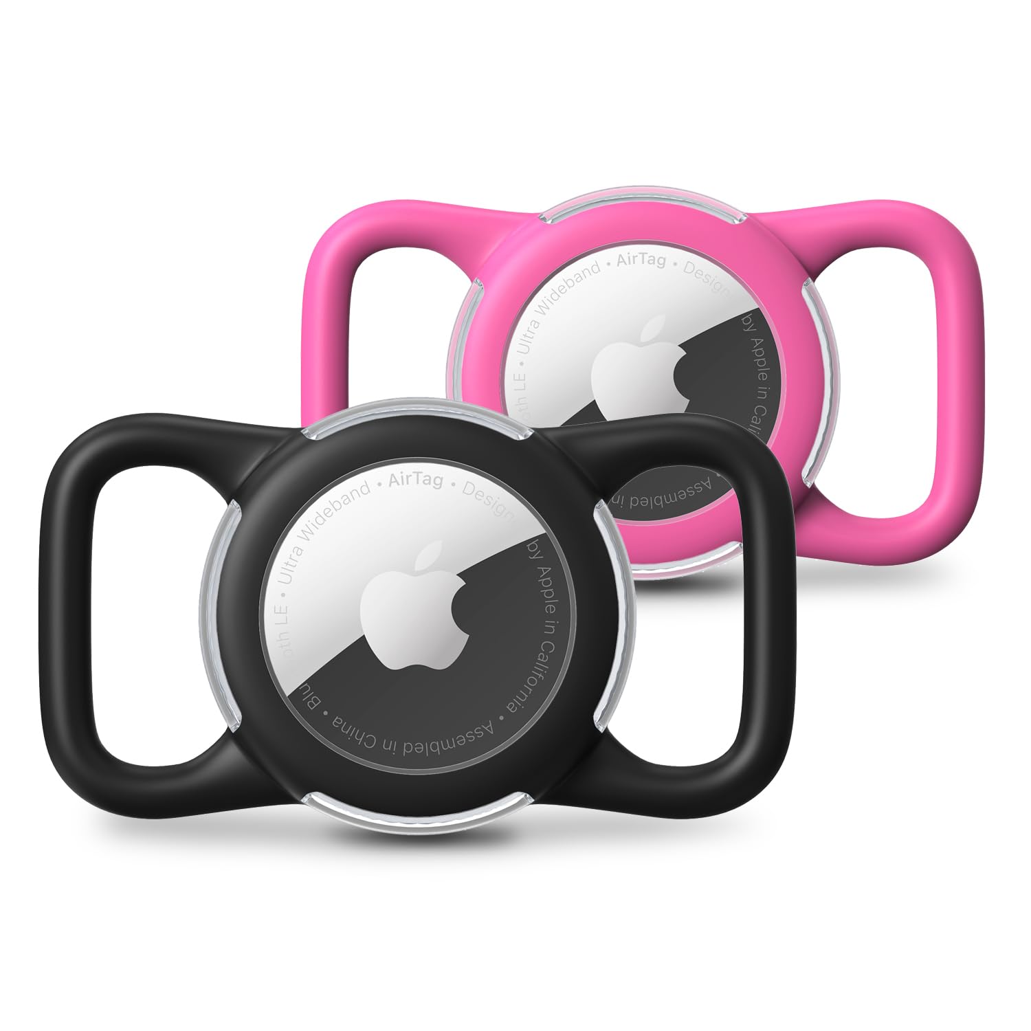 Photo 1 of Waterproof Airtag Dog Collar Holder, Silicone & ABS Airtag Holder for Dog & Cat Collars, Ultra-Durable, Lightweight and Protective Airtag Case (Black & Rose, Regular)