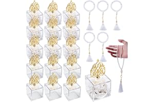 Eforcase 16PCS Muslim Prayer Beads Islamic Party Favors Gifts Eid Favor Rosary Jewelry for Adult Women Men Muslim Wedding Bri
