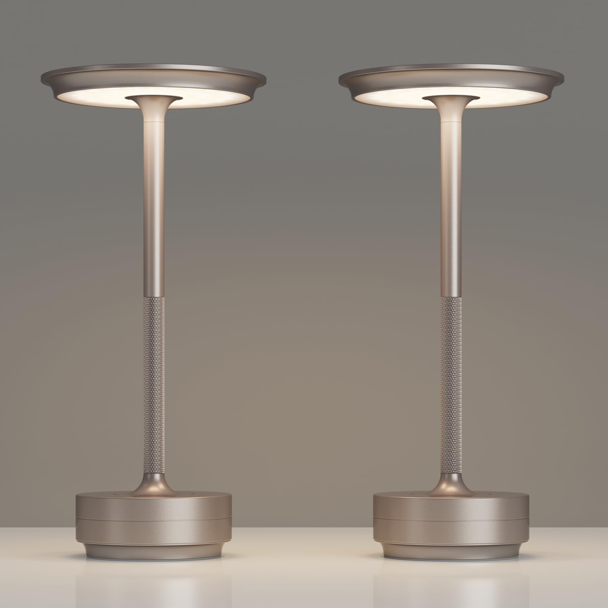 Photo 1 of TBBGA 2 Pack Rechargeable Cordless Table Lamps, Portable 5000mAh Outdoor Table Light, 3 Color Stepless Dimming LED Table Lamp with Memory Function, for Home/Dinner/Patio/Restaurant.(Champagne Gold)