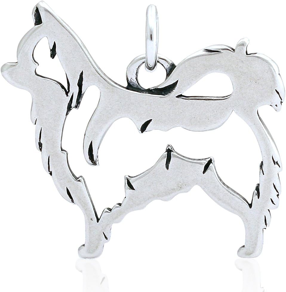 Sterling Silver Long-haired Chihuahua Pendant