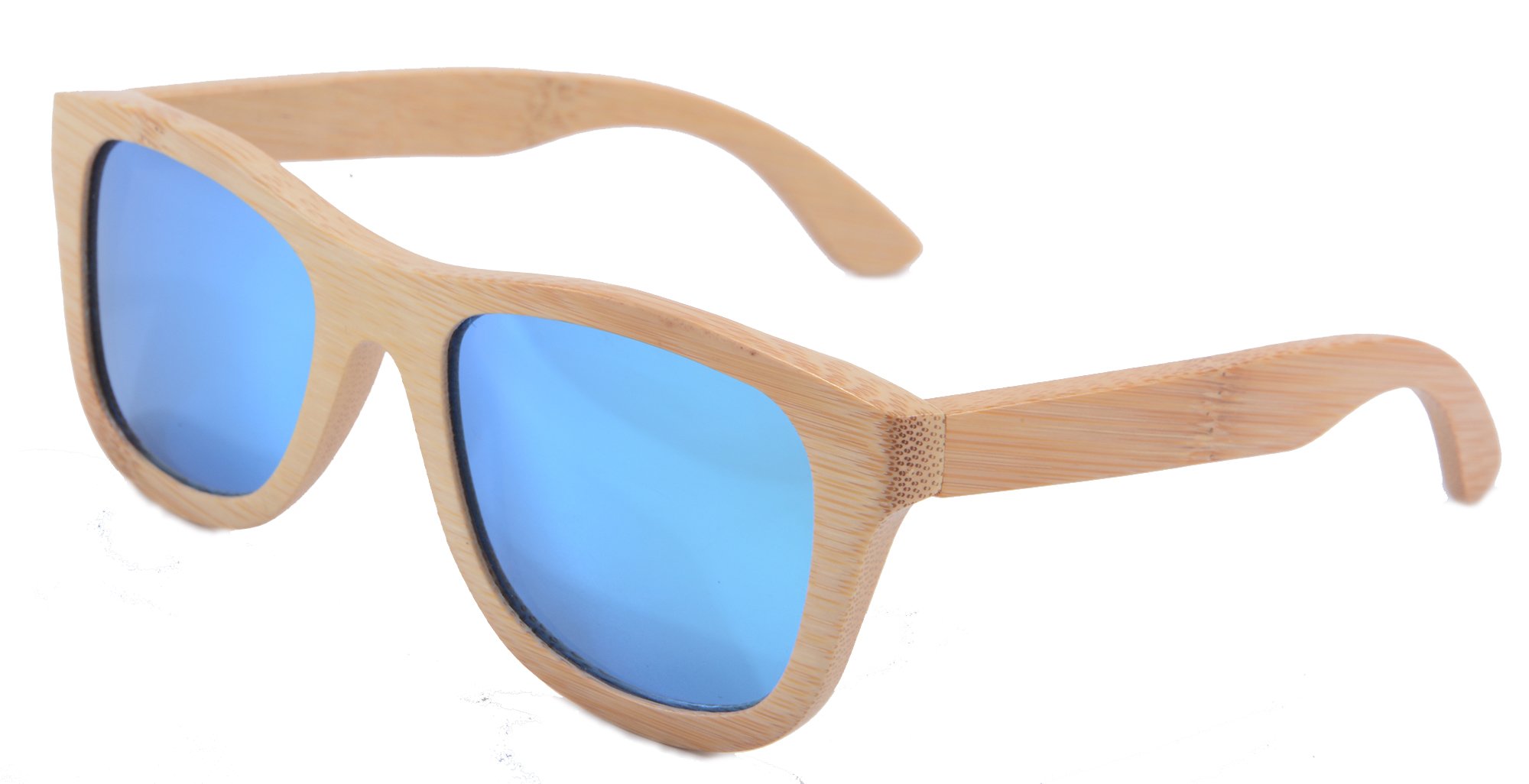 SHINU Wood Sunglasses With Polarized Lens Handmade Bamboo Sunglasses For Men&Women-FG6016(bamboo nature, ice blue)