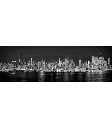 Poster Manhattan Skyline – Panorama-Nacht Mit Brooklyn Bridge, 91,4 X 30,5 Cm, Von Michael Pasdzior