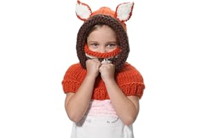 SENSERISE Winter Kids Warm Animal Hats Knitted Hood Scarf Beanies
