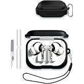 Case for Nothing Ear (3a) 2026 NEW,Black | WUNIAK Case for Nothing Ear 3a, Soft Silicone Shockproof Cover with Cleaner Kit, C