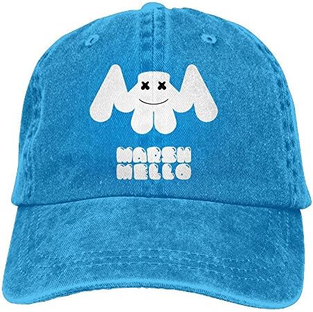 Marshmello Bounce Adult Cotton Washed Denim Travel Hat Adjustable RoyalBlue