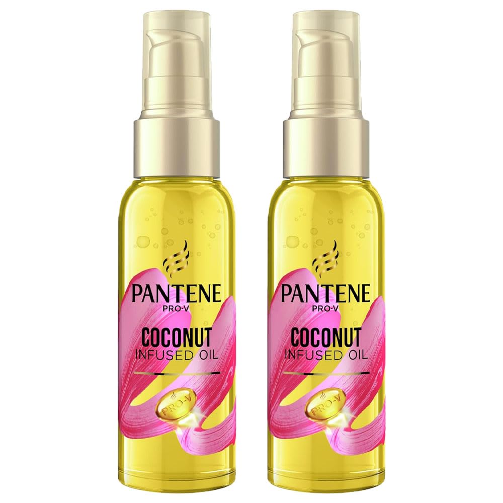 Pantene Pro-V Coconut Infused Oil 100ml Pack of 2 Smooth Shiny Radiant Hydrate Dry Damaged Frizzy Hair Repair Non Sticky with Welari Thank You Card | (2pack) (200g)