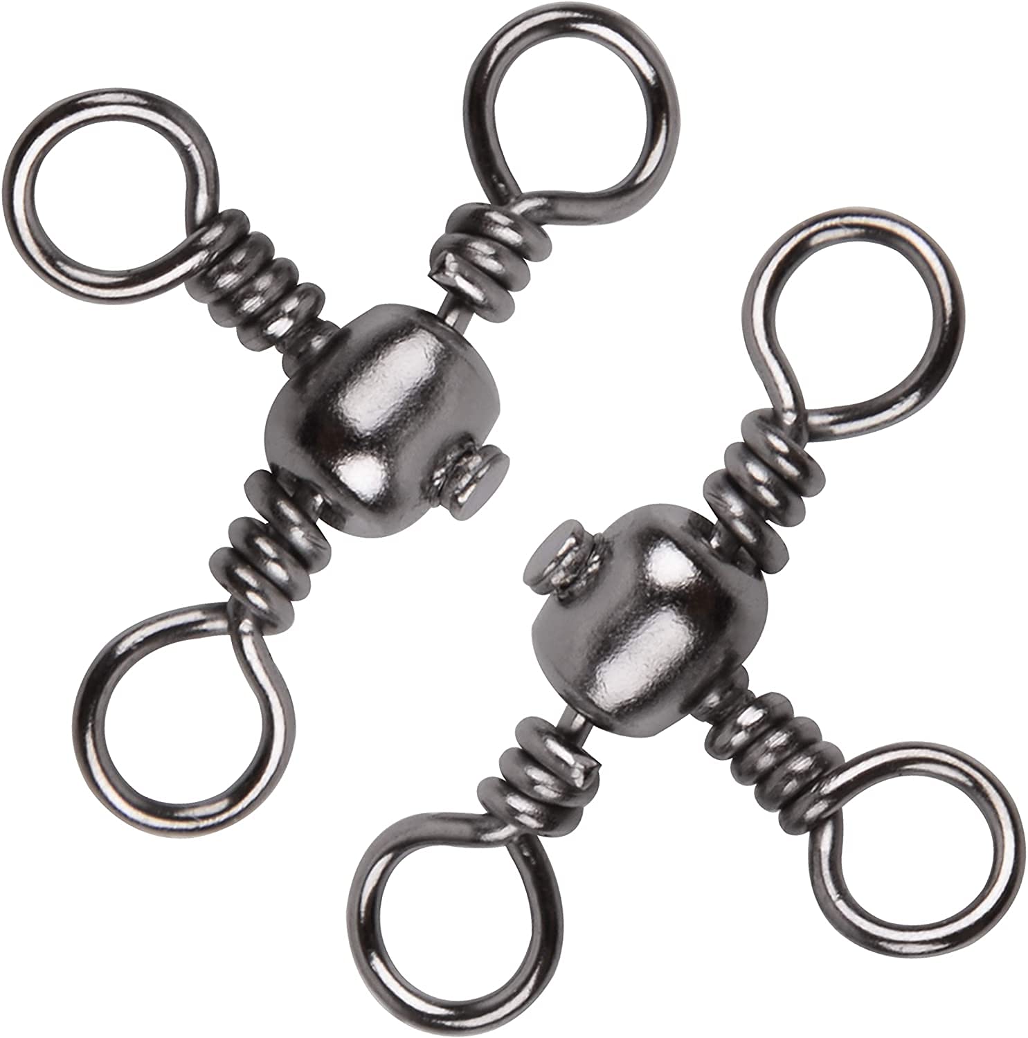 T-Turn 3 Way Barrel Swivel Fishing Saltwater Crossline Triple Swivels Fishing Tackle Lure Connector for Trolling Catfish Rig Test 30-90 lbs
