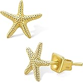 Skyfun Small Gold Starfish Earrings for Women Tiny Stud Earrings Minimalist Ocean Beach Aesthetic Earring Summer Beachy Party Accessories Holiday Vacation Travel Jewelry