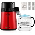 VEVOR Water Distiller, 4L 1.05 Gallon Pure Purifier Filter for Home Countertop, 750W Distilled Maker, Stainless Steel Interior Machine to Make Clean Water, Red