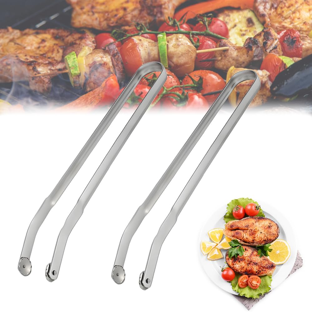 BBQ Sausage Turning Tongs, Barbecue Tongs with Long Handle, BBQ Sausage Turning Tongs, BBQ Barbecue Tongs with Wheels, Curved Barbecue Tongs, BBQ Sausages Barbecue Tongs