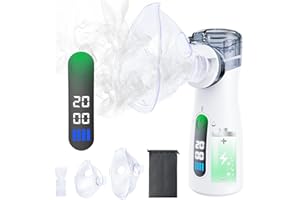 MTYLUIG Portable Handheld Mesh Nebulizer -USB-C Rechargeable, 2 Adjustable Mist Levels, Whisper-Quiet ≤20dB - Compact Travel Nebulizer for Adults & Kids, Home, Office Spacer (Grey)