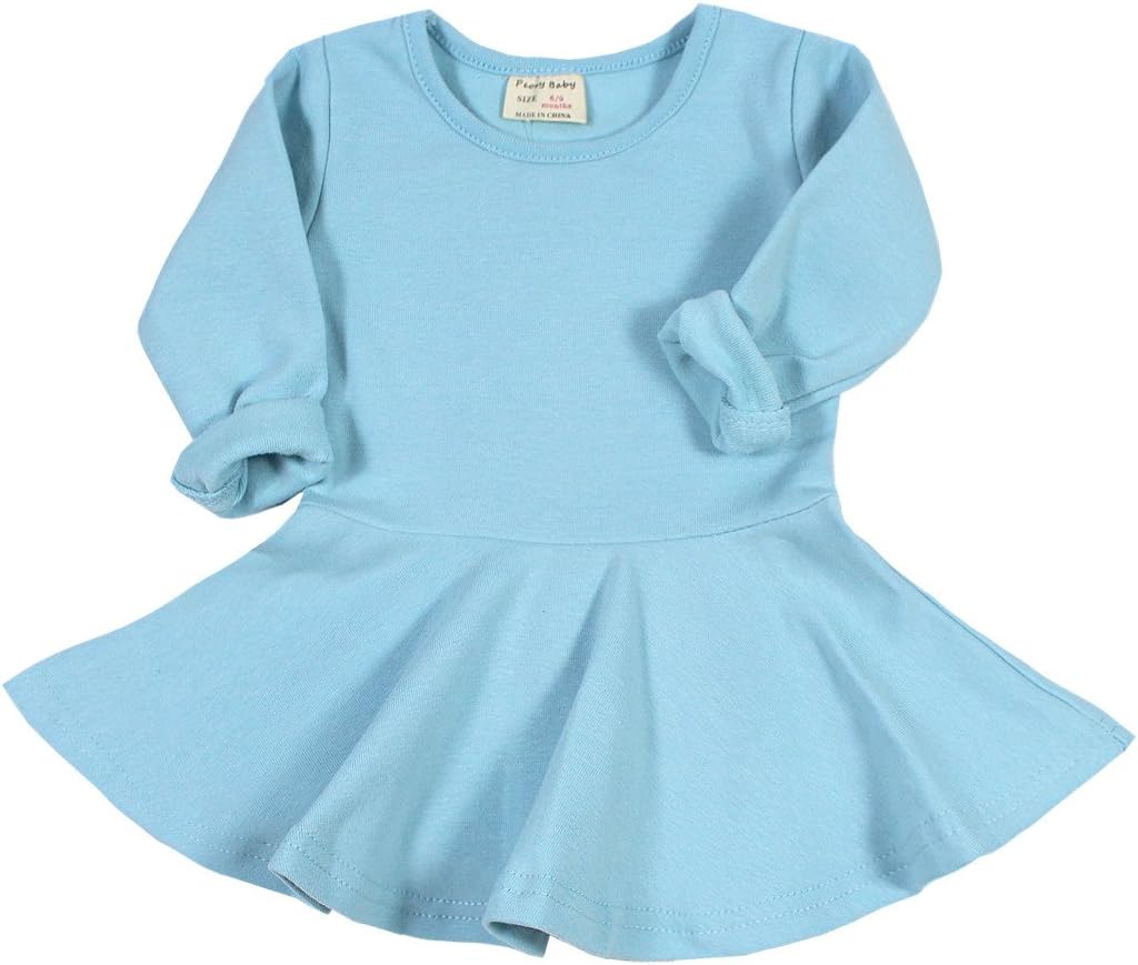 Peony BabyInfant Toddler Baby Girls Dress Pink Ruffle Long Sleeves Cotton