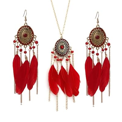 Bohemian Feather Necklace Earrings for Women and Nigeria Ubuy