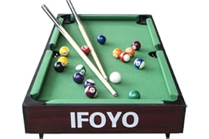 IFOYO Mini Table Top Pool, Billiards Table with 15 Colored Balls, 1 Cue Ball, 1 Brush, 2 Pool Sticks & Racking Triangle Portable and Fun for Party Game