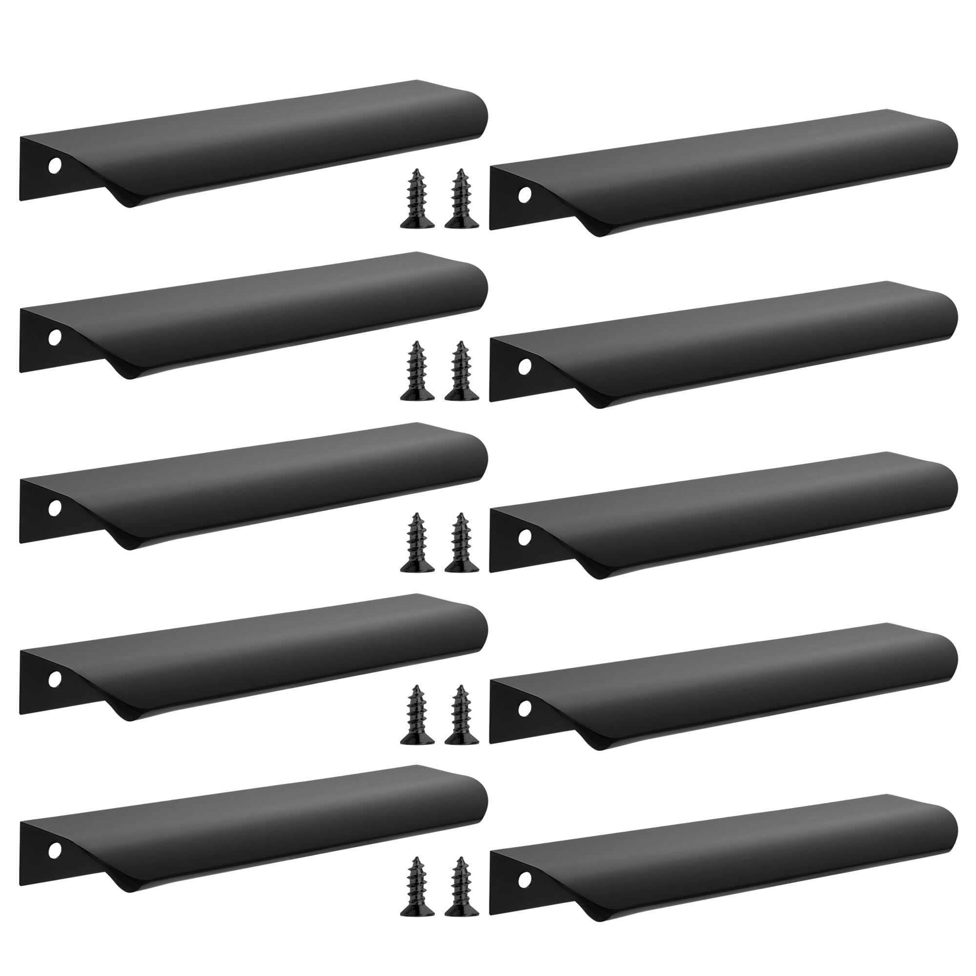 Photo 1 of Cozy Tower 10 Pack Black Edge Finger Pulls for Cabinets, 6" Kitchen Cabinet Pulls Cupboard Handles Drawer Pulls Modern Aluminum Concealed Tab Pulls for Closet Door, Matte Black
