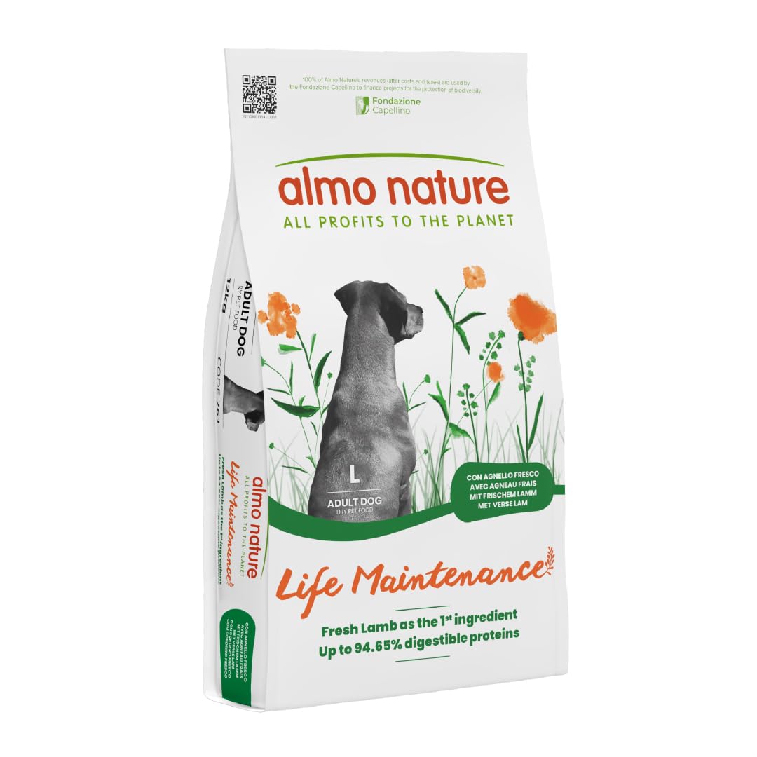 Almo Nature Life Maintenance Dry Dog Food L Lamb 12 kg – Complete Kibble for Adult Large Breed Dogs