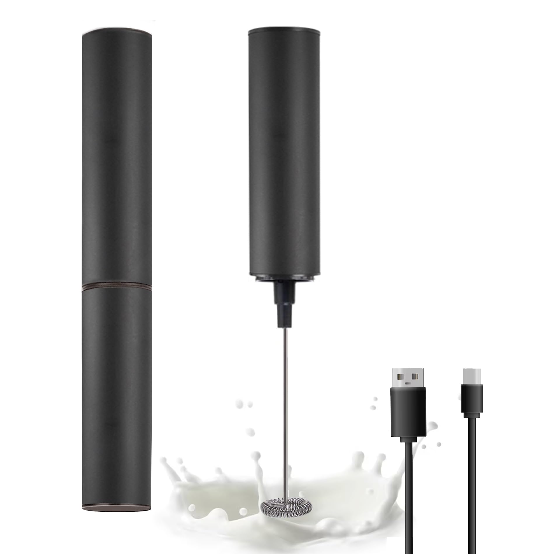 Rechargeable Milk Frother Handheld, Powerful Coffee Frother Handheld with USB Milk Foam Maker for Coffee Latte, Cappuccino, Mocha, Macchiato, Frappe