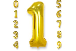 AULE 40 Inch Gold Number Balloons Large Giant Big Huge Mylar Foil Helium Birthday Anniversary Decorations for Boy or Girl