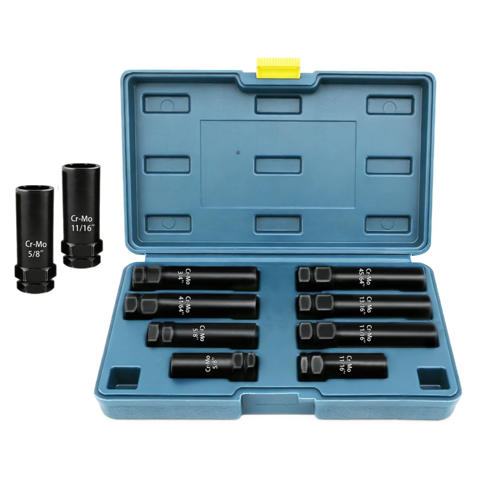 Photo 1 of 8 Piece Spline Lug Nut Socket Set, SAE & Metric Wheel Lock Removal Kit for Removing Spline and Hex Style Aftermarket Lug Nuts