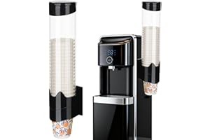 MYITYARD Cup Dispenser, Pull Type Cup Holder Large, Wall Mount Water Cooler Cup Dispenser Fits 10oz - 16oz Disposable Paper and Plastic Cups for Home Office Hospital Gym, Magnetic Mounting, Black