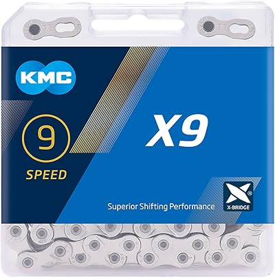 KMC X9 Bike Chain 9-Speed 114 Links X-Bridge Outer Plate High Performance