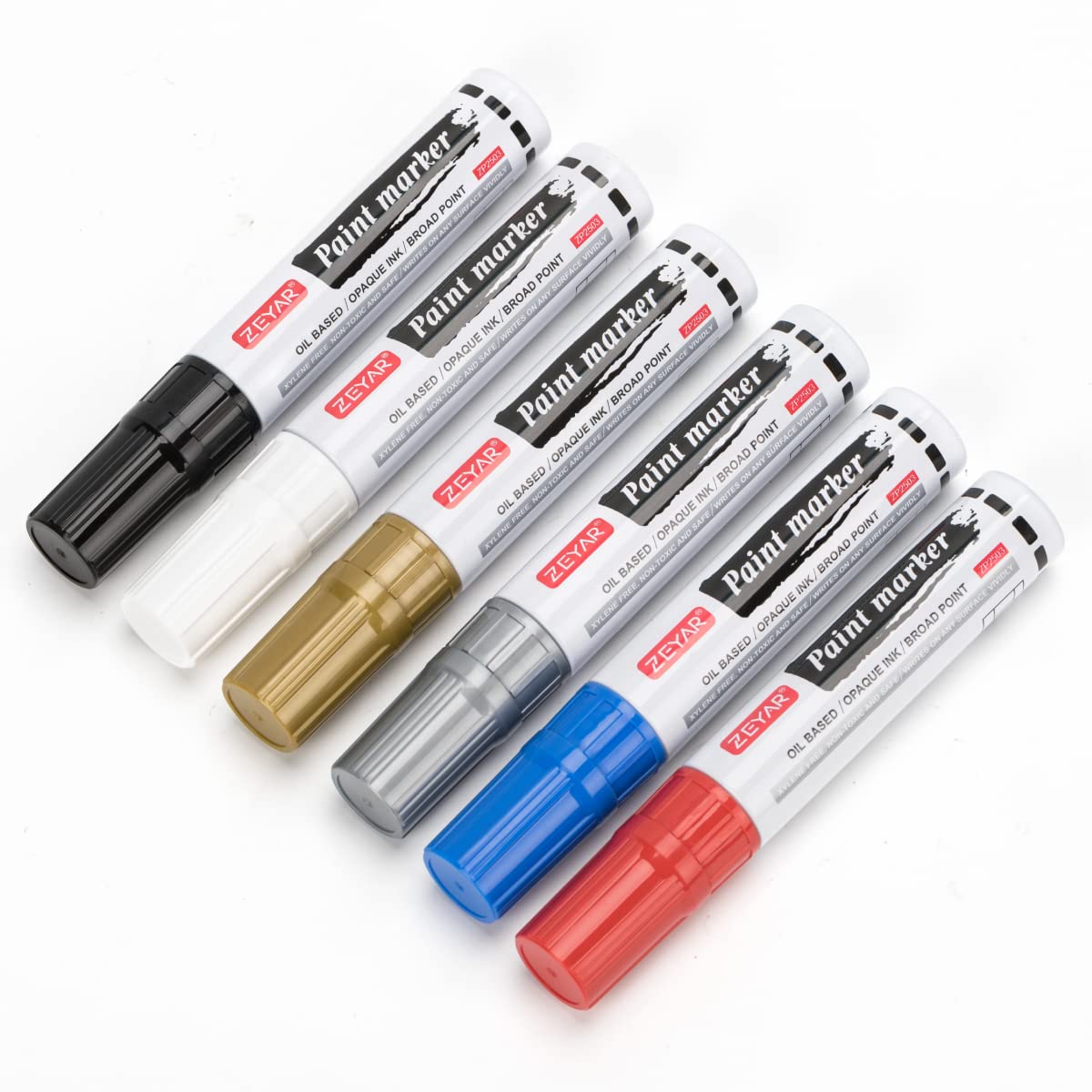 ZEYAR Paint Markers, Jumbo size, 15mm Felt Tip, Waterproof & Smear Proof Ink, Aluminum Barrel, Great on Paper, Plastic, Wood, Rock, Metal and Glass for Doodling and Permanent Marking (6 Colors)