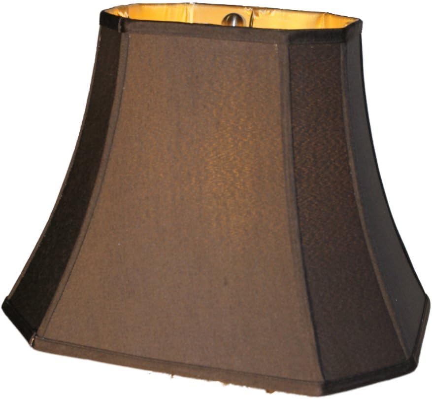 Upgradelights Black Silk 12 Inch Rectangle Replacement Lamp Shade with Gold Lining