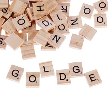 Goldge 100 Stück Scrabble Buchstaben Holz Buchstabe Fliesen Zum Spielen, Lesen für Vorschule Kinder Bildung,DIY Handwerk Deko